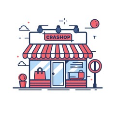 Obraz premium Cute Illustration of a Small Shop