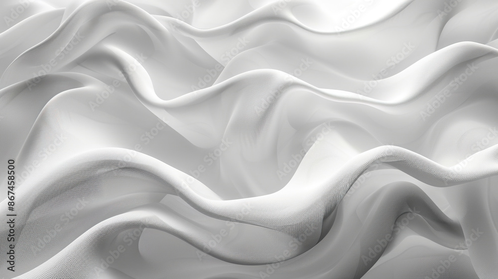 Wall mural abstract background of shiny white silk fabric waves