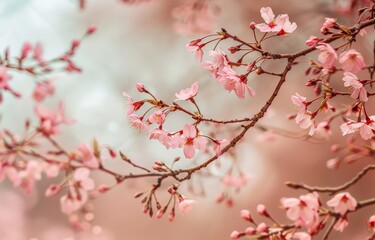 Obraz premium Blossom Branch with Pink Flowers