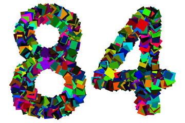 Colorful number 84 for math concept