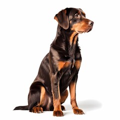 Obraz premium Pudelpointer dog breed standing against white background, AI Generated