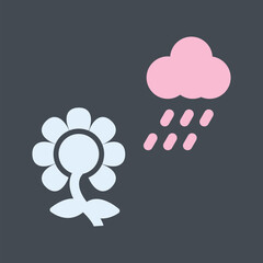 Flower with rain Vector Icon