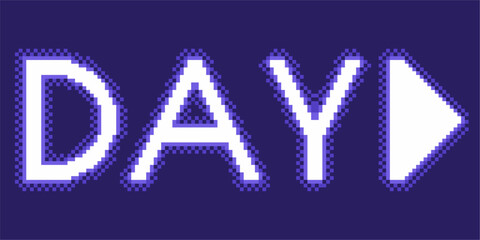 Pixel Art Glowing Purple Neon Lights Typography of Day Counter Sign