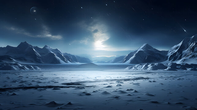 Denmark Greenland ice snow mountain starry sky night winter