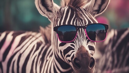 Zebra wearing funny looking sunglasses.