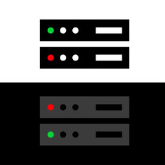 Server icon. Data center, information or data storage symbol. Attribute of technology or internet.