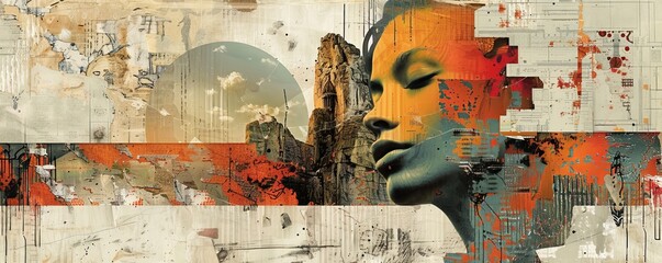 A collage of images and textures, juxtaposed in a way that creates a new meaning.