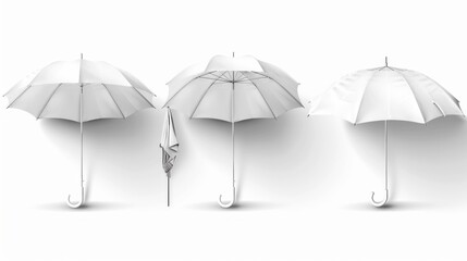 Obraz premium White Umbrellas Mockup - Three Different Angles