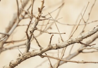 Dry, Bare Tree Branch with No Leaves: Close-up Photograph
