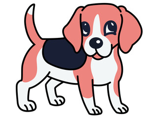 Vector illustration of a cute Beagle dog, colourful Beagle dog  silhouette, Happy cartoon puppy sitting Beagle puppy, Cute beagle simple cartoon vector illustration dog