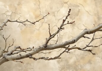  Serene Winter Tree Bare Branches, Snowy Background