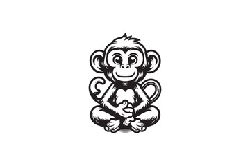 Monkey black and white tattoo