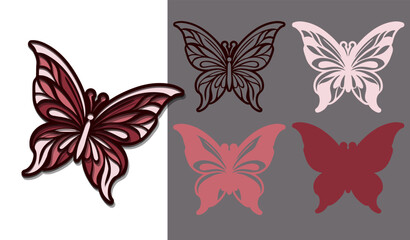 Butterfly. Multilayer applique. Cut file
