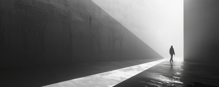 A minimalist composition using negative space to create a sense of depth and mystery, inviting the viewer to interpret the hidden meanings.