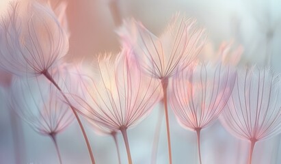  Blurred Pink Flower Dandelion Patch, Aesthetic Nature Scene