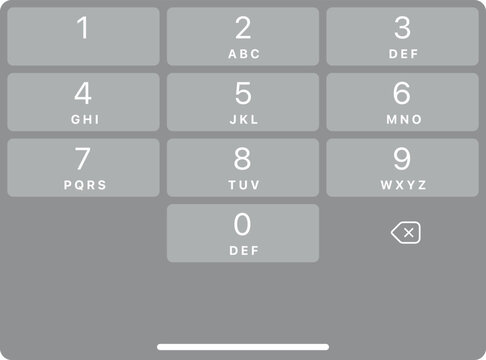 Smartphone dial keypad with numbers and letters. Interface keypad for touchscreen device. Dialing numbers phone on screen. Mobile phone keypad design. Vibrant mode with grey button Vector Illustration