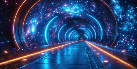 Futuristic Tunnel With a Galaxy View