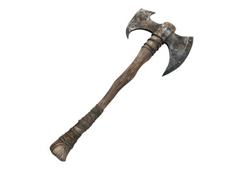 Hand held axe isolated, transparent background, PNG, cutout.