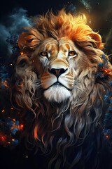 Creative illustration representing astrological signs: Leo zodiac sign symbol.