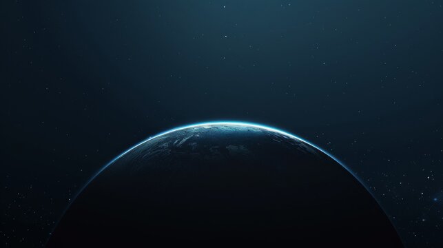 dark poster with space and blue planet. Creative design for wallpaper. background, poster.