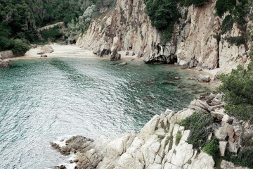 sea beach in the mountains