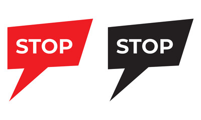 Red and black Stop Hand Icon . Stop sign icon. Simple red and black stop road sign with big hand symbol or icon. Vector illustration. EPS 10