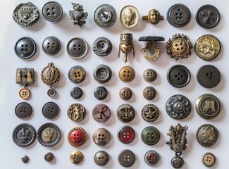  Vintage Buttons Collection: Antique Button Display for Crafting and DIY Projects