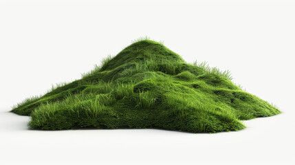 land mountain green gras on white background