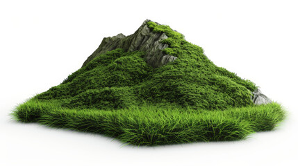 land mountain green gras on white background