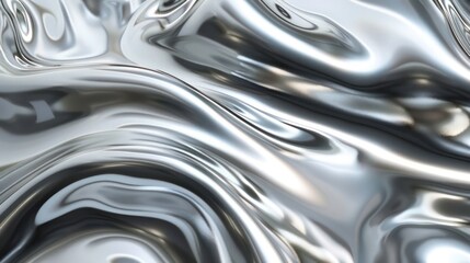 Background Fluid metallic white gray wave in motion bright light from 3d render You can use it as a background. Generative AI