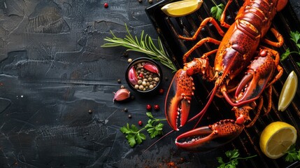 grilled lobster with copy space