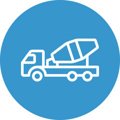 Cement Mixer Vector Line White Circles Multicolors