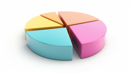 Obraz premium Pie and bar charts in 3D, isolated on white. Perfect for presentations.