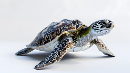 Obraz premium Cute sea turtle cartoon isolated on white background. 