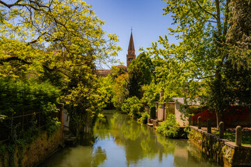 Portogruaro old town view along Lemene river