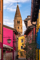 Caorle old town with bell tower
