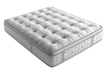 White spring mattress isolated, transparent background, PNG, cutout.