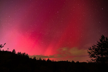 Fototapeta premium Rarely seen Aurora Borealis in Carinthia in Southern Austria