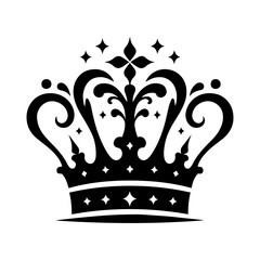 Royal crown black and white silhouette minimal and clean Vector 