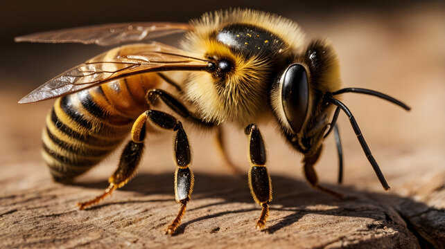 Biene Makro Nahaufnahme Macro von Bienen Generative AI