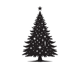 Obraz premium tree and christmas tree vector art graphic resources silhourtte vector style, white background