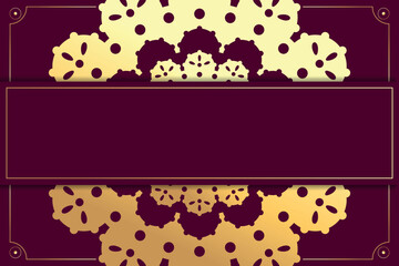 Luxury mandala background with blank space for text. Template for design in red and golden colors. Vector illustration