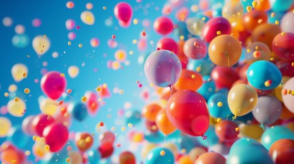 An Array of Colorful Balloons Floating in a Clear Blue Sky