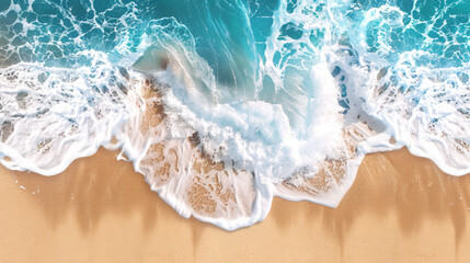 Fototapeta premium top view waves on the beach