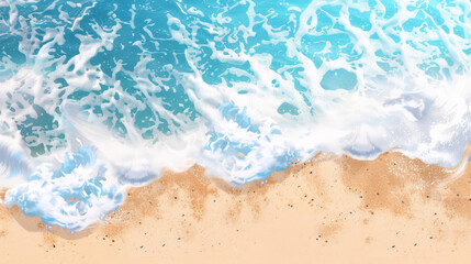 Obraz premium top view waves on the beach