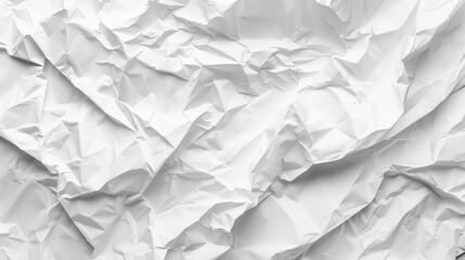 White crumpled paper texture background.