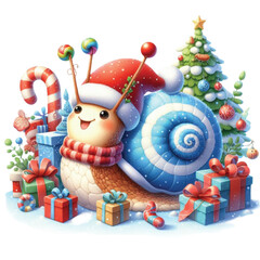 Cute Christmas Snail Clipart Design