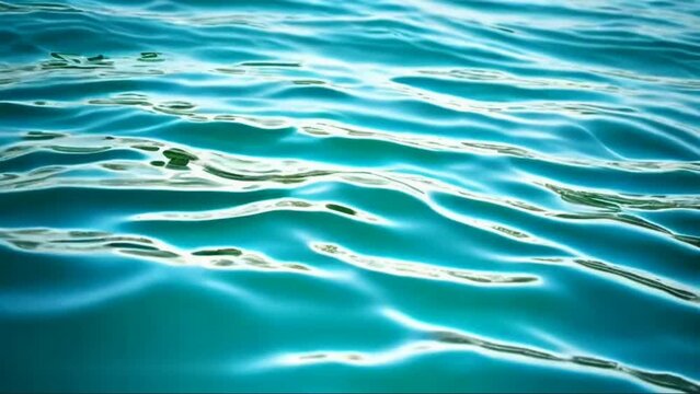 Blue water surface with sun glare