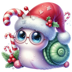 Cute Christmas Snail Clipart Design