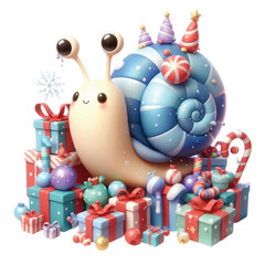 Cute Christmas Snail Clipart Design